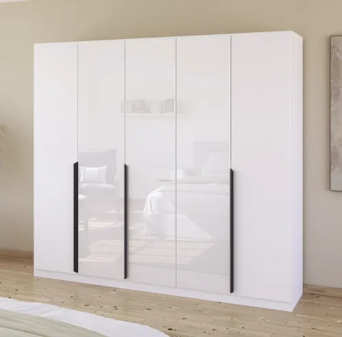 Kleiderschrank Drehtürenschrank Artemis | mit Glastüren | alpinweiß / weiß | verschiedene größen