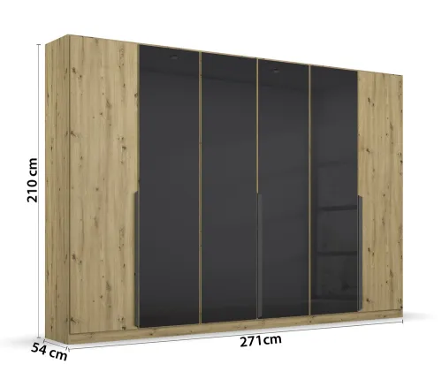 Kleiderschrank Drehtürenschrank Artemis | mit Glastüren | Eiche Artisan / basalt grau | verschiedene größen
