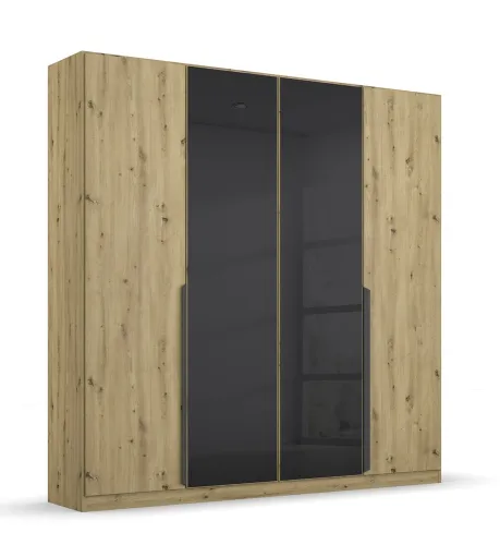 Kleiderschrank Drehtürenschrank Artemis | mit Glastüren | Eiche Artisan / basalt grau | verschiedene größen
