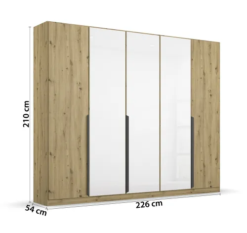 Kleiderschrank Drehtürenschrank Artemis | mit Glastüren | Eiche Artisan / weiß | verschiedene größen
