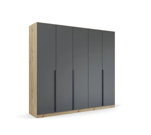 Kleiderschrank Drehtürenschrank Dark&Wood | 5-türig | grau metallic / Eiche Artisan | 226x210