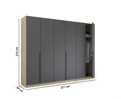 Kleiderschrank Drehtürenschrank Dark&Wood | grau metallic / Eiche Artisan | verschiedene Größen