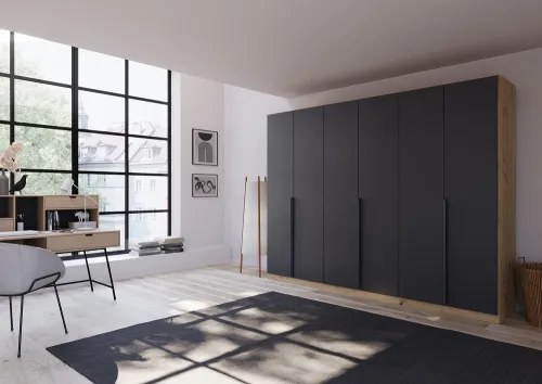 Kleiderschrank Drehtürenschrank Dark&Wood | grau metallic / Eiche Artisan | verschiedene Größen