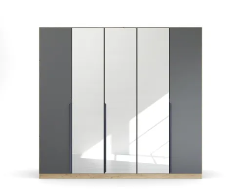 Kleiderschrank Drehtürenschrank Dark&Wood | mit Spiegeltüren | grau metallic / Eiche Artisan | verschiedene Größen