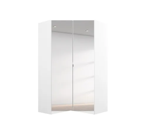 Kleiderschrank Drehtürenschrank Eckschrank Nidda | 2-türig | mit Spiegel | Alpinweiß