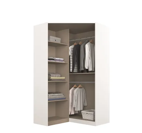 Kleiderschrank Drehtürenschrank Eckschrank Nidda | 2-türig | mit Spiegel | Alpinweiß