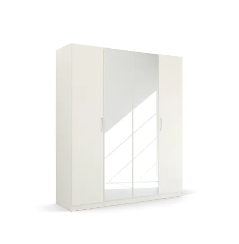 Kleiderschrank Drehtürenschrank Glamour | 4-türig | mit Spiegeltüren | weiß Hochglanz / alpinweiß | 181x210