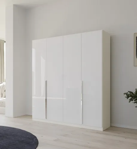 Kleiderschrank Drehtürenschrank Glamour | 4-türig | weiß Hochglanz / alpinweiß | 181x210