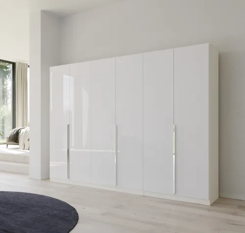 Kleiderschrank Drehtürenschrank Glamour | 6-türig | weiß Hochglanz / alpinweiß | 271x210