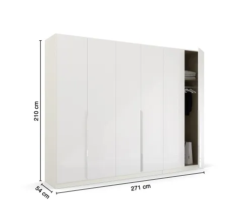 Kleiderschrank Drehtürenschrank Glamour | 6-türig | weiß Hochglanz / alpinweiß | 271x210
