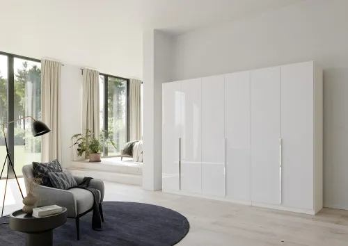 Kleiderschrank Drehtürenschrank Glamour | 6-türig | weiß Hochglanz / alpinweiß | 271x210