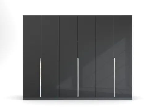 Kleiderschrank Drehtürenschrank Glamour | effektgrau Hochglanz / grau metallic | verschiedene Größen