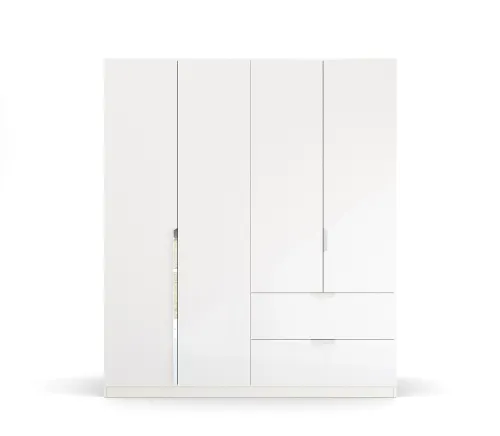 Kleiderschrank Drehtürenschrank Glamour | mit Schubkästen | weiß Hochglanz / alpinweiß | verschiedene Größen