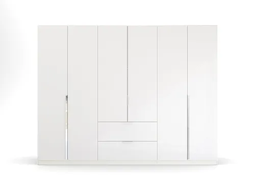 Kleiderschrank Drehtürenschrank Glamour | mit Schubkästen | weiß Hochglanz / alpinweiß | verschiedene Größen