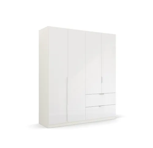 Kleiderschrank Drehtürenschrank Glamour | mit Schubkästen | weiß Hochglanz / alpinweiß | verschiedene Größen