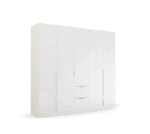 Kleiderschrank Drehtürenschrank Glamour | mit Schubkästen | weiß Hochglanz / alpinweiß | verschiedene Größen