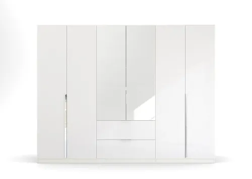 Kleiderschrank Drehtürenschrank Glamour | mit Spiegeltüren & Schubkästen | weiß Hochglanz / alpinweiß | verschiedene Größen