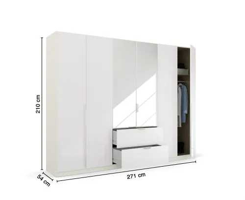 Kleiderschrank Drehtürenschrank Glamour | mit Spiegeltüren & Schubkästen | weiß Hochglanz / alpinweiß | verschiedene Größen