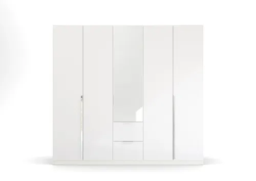 Kleiderschrank Drehtürenschrank Glamour | mit Spiegeltüren & Schubkästen | weiß Hochglanz / alpinweiß | verschiedene Größen
