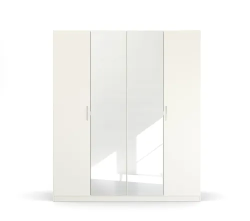 Kleiderschrank Drehtürenschrank Glamour | mit Spiegeltüren | weiß Hochglanz / alpinweiß | verschiedene Größen