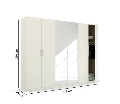 Kleiderschrank Drehtürenschrank Glamour | mit Spiegeltüren | weiß Hochglanz / alpinweiß | verschiedene Größen