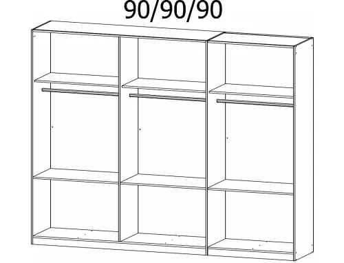 Kleiderschrank Drehtürenschrank Homey | 6-türig | mit Schubkästen | seidengrau / Eiche Artisan | 271x210