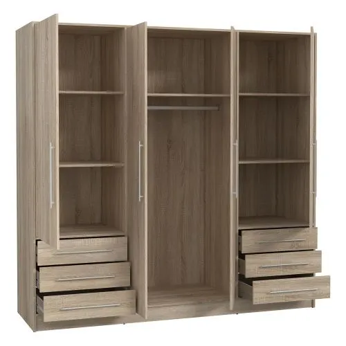 Kleiderschrank Drehtürenschrank Jupp | 4-türig | mit Schubkästen | Sonoma Eiche