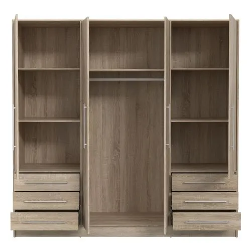 Kleiderschrank Drehtürenschrank Jupp | 4-türig | mit Schubkästen | Sonoma Eiche