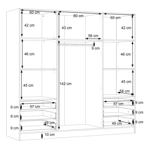 Kleiderschrank Drehtürenschrank Jupp | mit Schubkästen | Sandeiche / weiß | 206,5 x 200 x 60 cm Kantengriff
