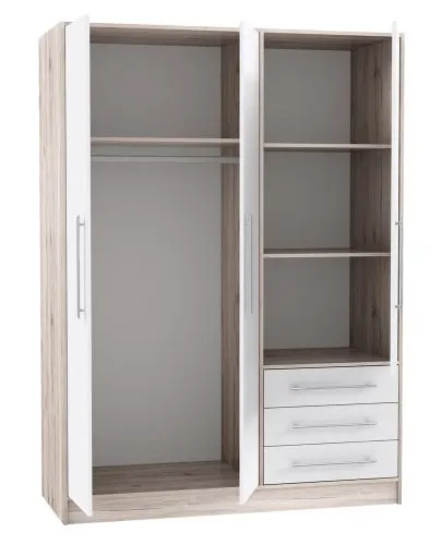 Kleiderschrank Drehtürenschrank Jupp | mit Schubkästen | Sandeiche / weiß | verschiedene Größen
