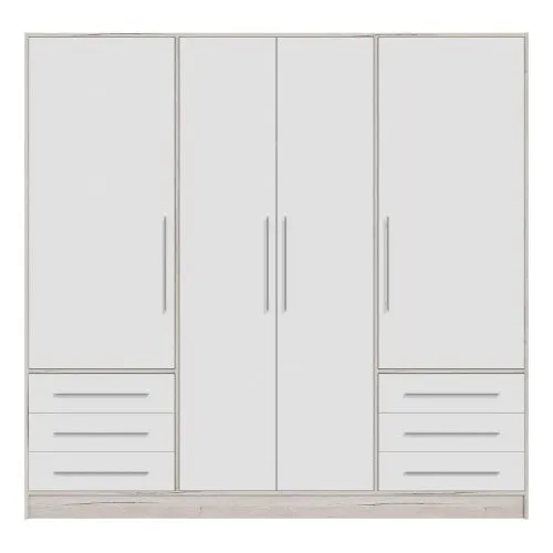 Kleiderschrank Drehtürenschrank Jupp | mit Schubkästen | Sandeiche / weiß | verschiedene Größen
