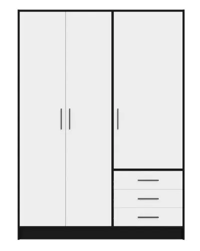 Kleiderschrank Drehtürenschrank Jupp | mit Schubkästen | schwarz / weiß | 144,6 x 200 x 60 cm