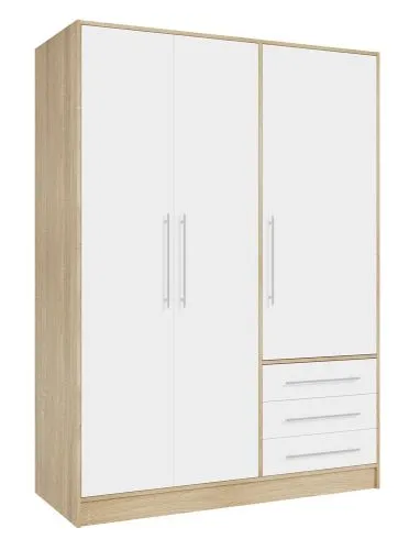 Kleiderschrank Drehtürenschrank Jupp | mit Schubkästen | Sonoma Eiche / weiß | verschiedene Größen