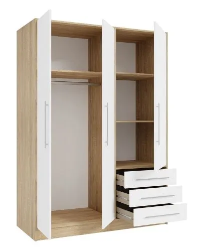 Kleiderschrank Drehtürenschrank Jupp | mit Schubkästen | Sonoma Eiche / weiß | verschiedene Größen