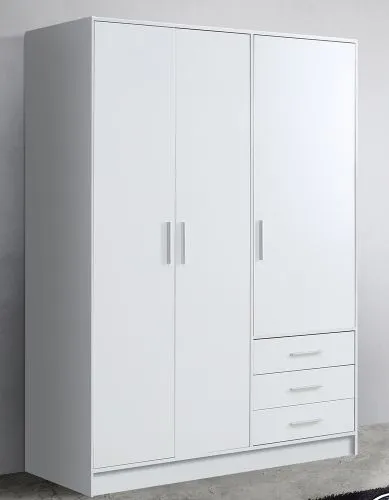 Kleiderschrank Drehtürenschrank Jupp | mit Schubkästen | weiß | 144,6 x 200 x 60 cm