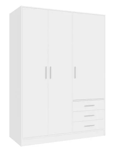Kleiderschrank Drehtürenschrank Jupp | mit Schubkästen | weiß | 144,6 x 200 x 60 cm