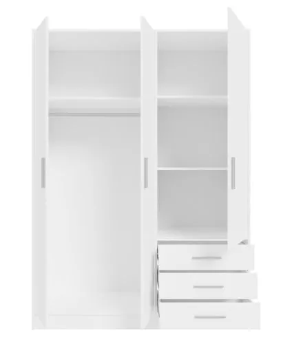 Kleiderschrank Drehtürenschrank Jupp | mit Schubkästen | weiß | 144,6 x 200 x 60 cm