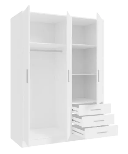 Kleiderschrank Drehtürenschrank Jupp | mit Schubkästen | weiß | 144,6 x 200 x 60 cm