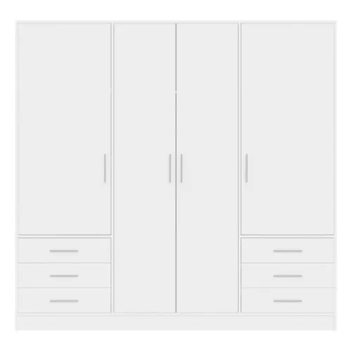 Kleiderschrank Drehtürenschrank Jupp | mit Schubkästen | weiß | 206,5 x 200 x 60 cm