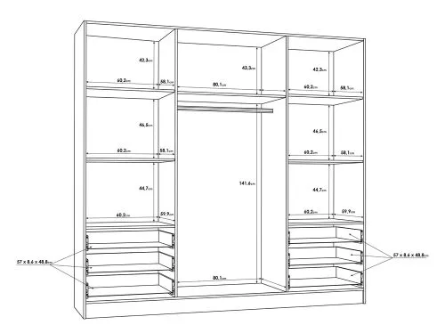 Kleiderschrank Drehtürenschrank Jupp | mit Schubkästen | weiß | 206,5 x 200 x 60 cm