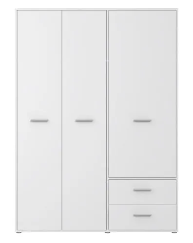 Kleiderschrank Drehtürenschrank Mokko | 3-türig | mit Schubkästen | weiß