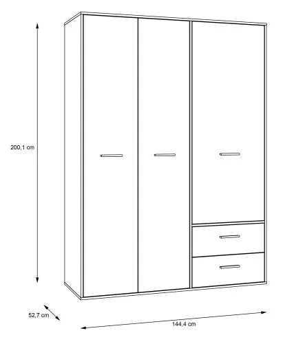 Kleiderschrank Drehtürenschrank Mokko | 3-türig | mit Schubkästen | weiß