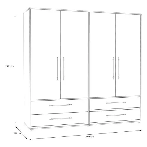 Kleiderschrank Drehtürenschrank Mokko | 4-türig | mit Schubkästen | Artisan Eiche / weiß