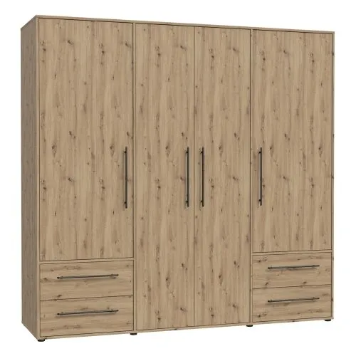 Kleiderschrank Drehtürenschrank Mokko | mit Schubkästen | Artisan Eiche | verschiedene Größen