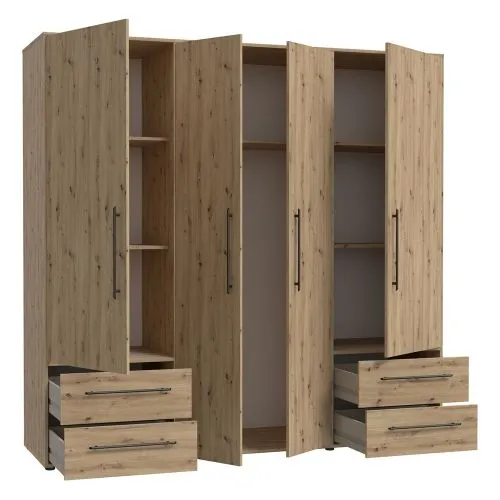Kleiderschrank Drehtürenschrank Mokko | mit Schubkästen | Artisan Eiche | verschiedene Größen