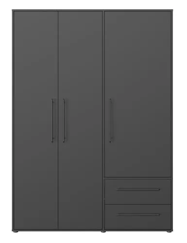 Kleiderschrank Drehtürenschrank Mokko | mit Schubkästen | schwarz | 144,4 x 200 x 59 cm