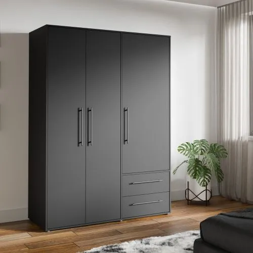 Kleiderschrank Drehtürenschrank Mokko | mit Schubkästen | schwarz | verschiedene Größen