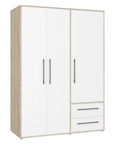 Kleiderschrank Drehtürenschrank Mokko | mit Schubkästen | Sonoma Eiche / weiß | verschiedene Größen