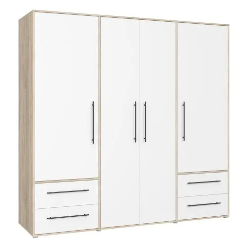 Kleiderschrank Drehtürenschrank Mokko | mit Schubkästen | Sonoma Eiche / weiß | verschiedene Größen