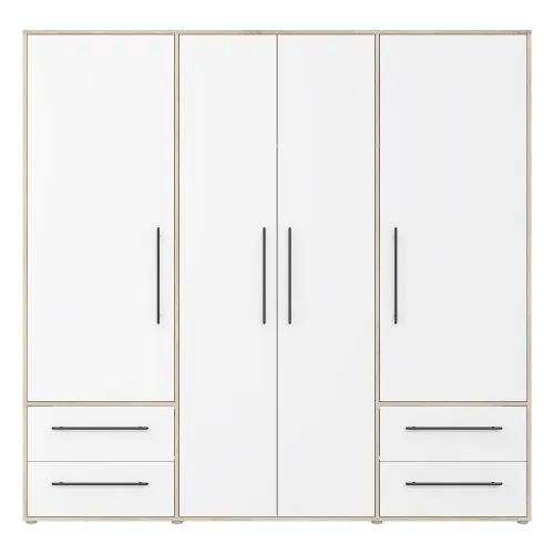 Kleiderschrank Drehtürenschrank Mokko | mit Schubkästen | Sonoma Eiche / weiß | verschiedene Größen